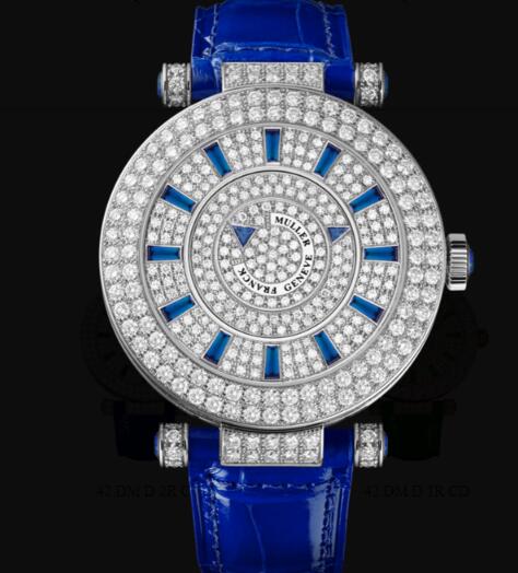 Review Franck Muller Round Ladies Double Mystery Replica Watch for Sale Cheap Price 42 DM D 2R CD OG BLUE - Click Image to Close